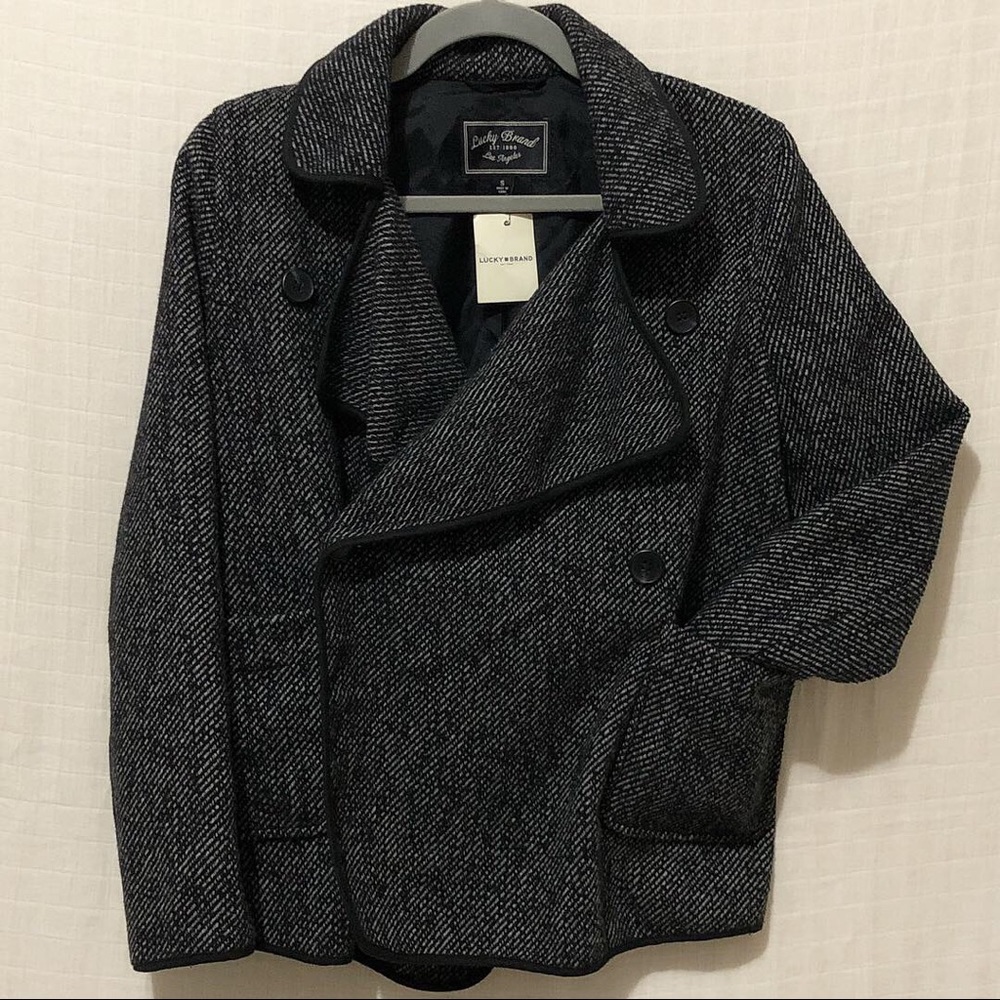 NWT Lucky Brand Heather Grey Draped Pea Coat 🍁🍂